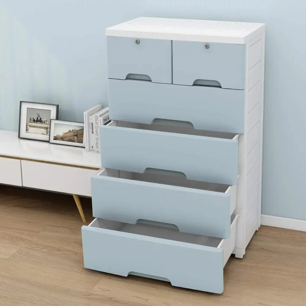 Plastic Drawers Dresser,Storage Cabinet with 6 Drawers,Closet Drawers Tall Dresser Organizer for Clothes,Playroom,Furniture