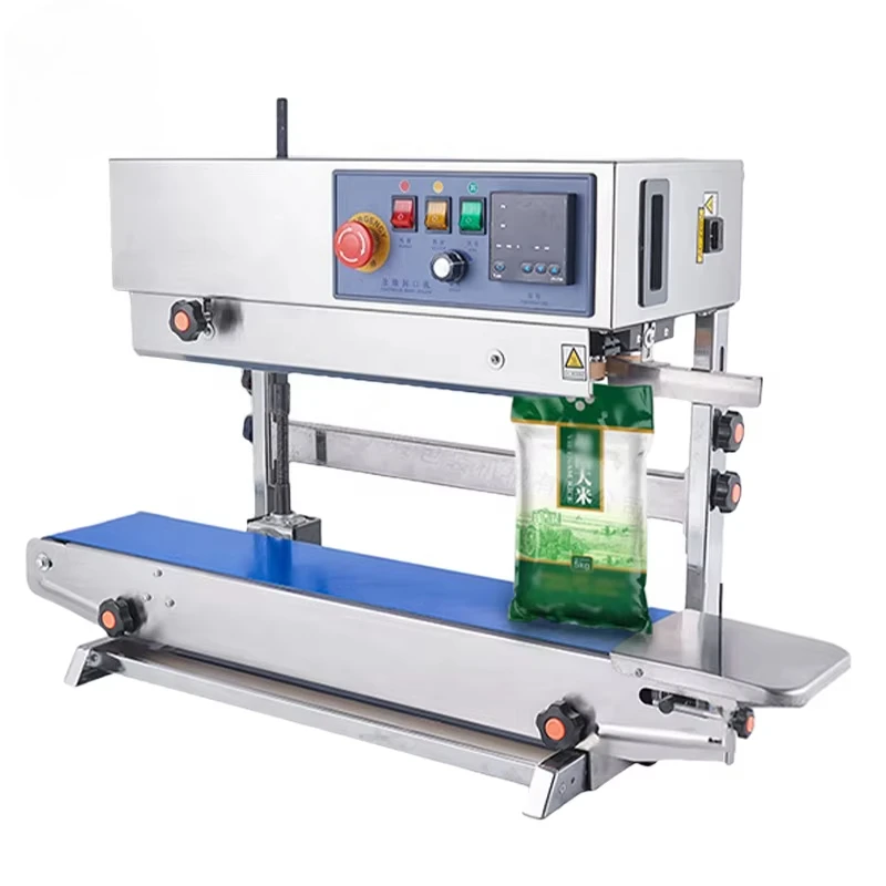 

FR900 Stainless Steel Continuous Band Sealer Pet Food Coffee Plastic Bag Printing Vertical Stand Horizontal Type Sealing Machine