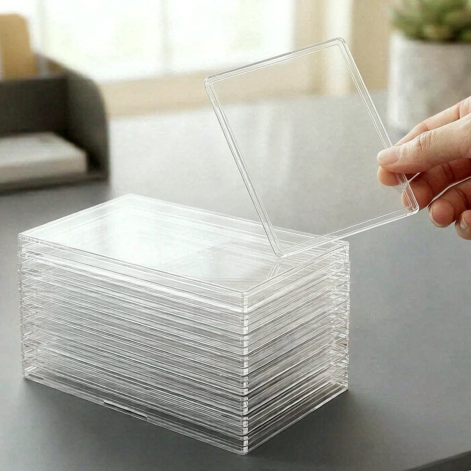 Card Game Deck - กล่องใส่การ์ดแบบใส 4~20 ชิ้น – ดีไซน์แบบฝาพับแข็ง, ตัวป้องกันการ์ดซื้อขายแบบใสทำจาก