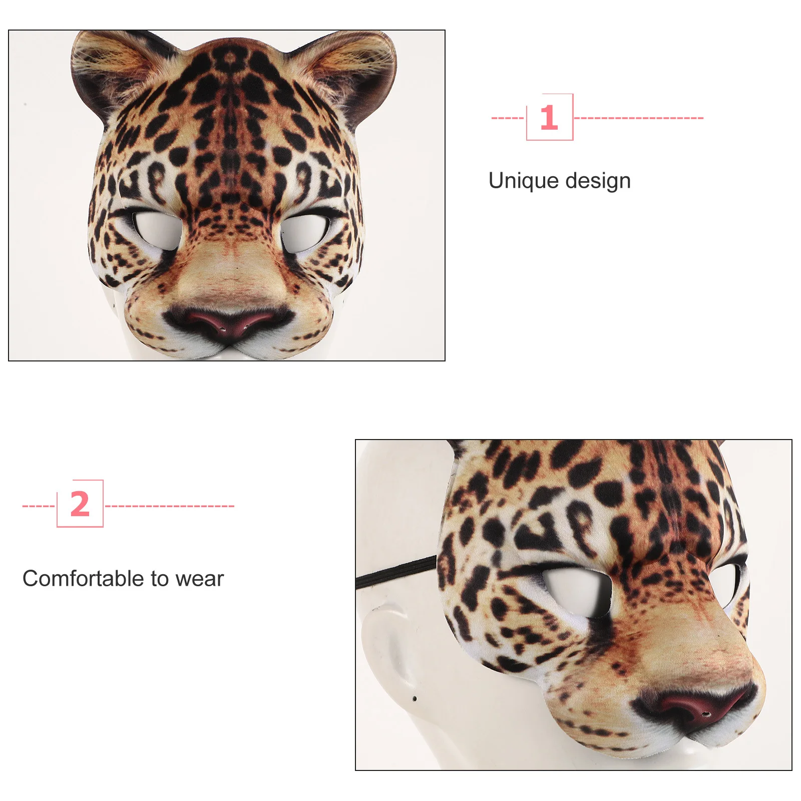 Masque léopard léger et confortable, 1 pièce, Design créatif et lumineux pour fête costumée, accessoires décoratifs, spectacle de jeu de rôle