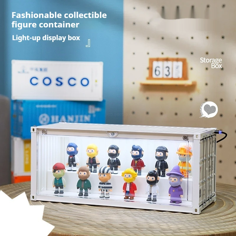 

Container-Shaped Luminous Display Box Storage For Dolls Action Figures Toys Blind Box Figurines Model Display Cabinet Blind Box