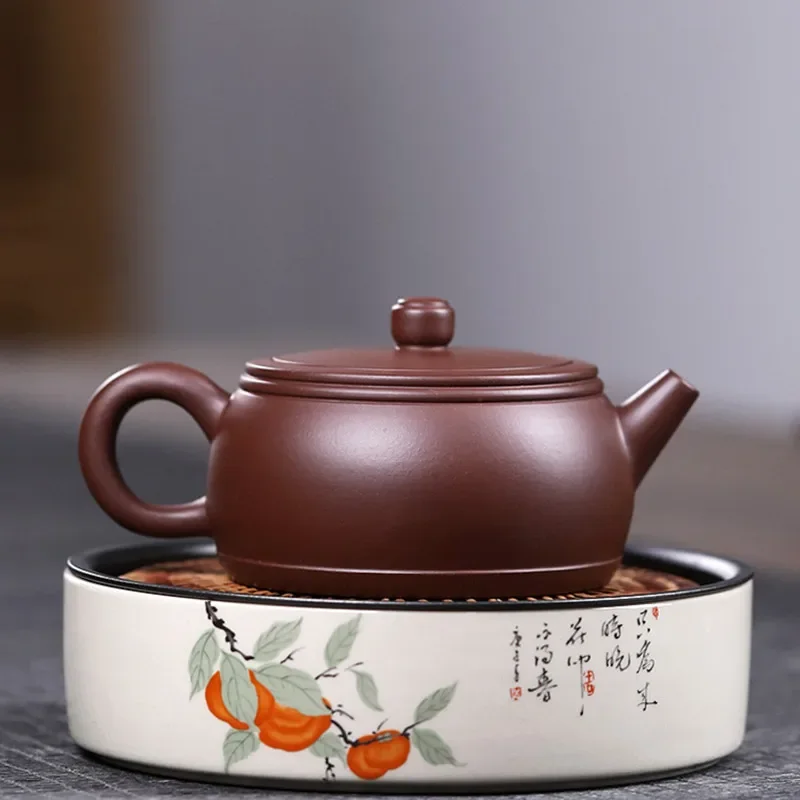 210ml Chinese Yixing Raw Ore Zhu Mud Tea Pot Ball Hole Filtration Kettle Handmade Purple Clay Teapots Zisha Teaware Supplies