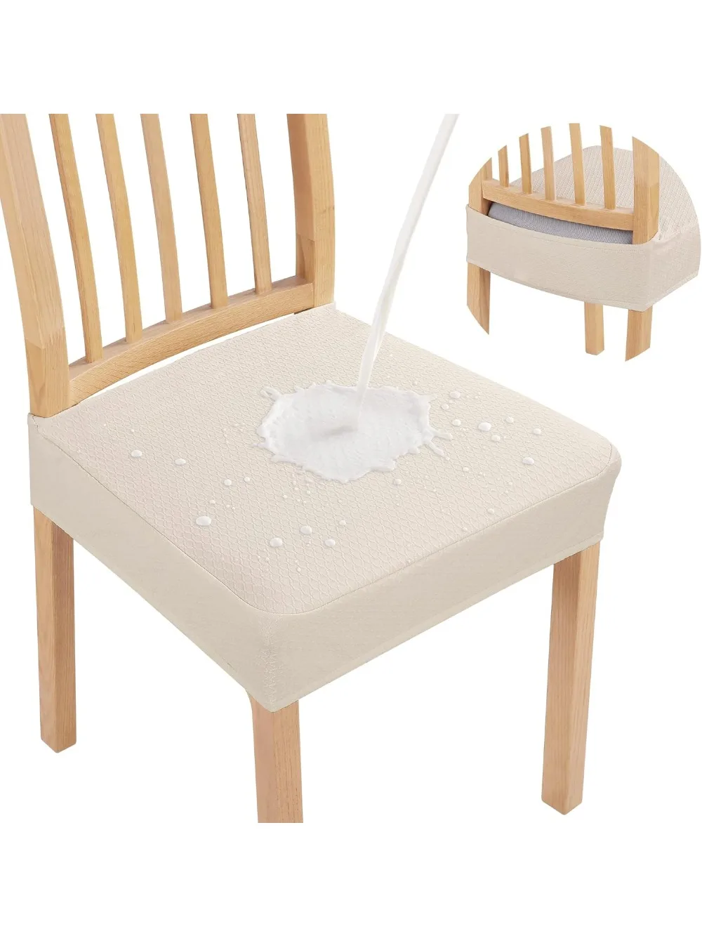 

Waterproof Seat Covers Set of 6 for Dining Chairs - Stretchable Jacquard, Removable and Washable