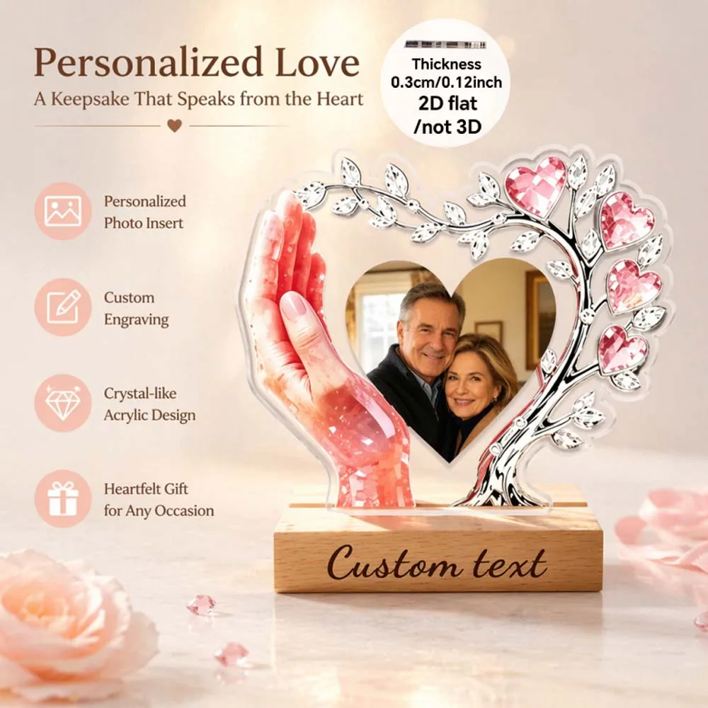 Customized Photo Crystal Tree Love Acrylic Ornament, Father's Day, Mother's Day Family Warm Holiday Gratitude Gift Ornament image 3