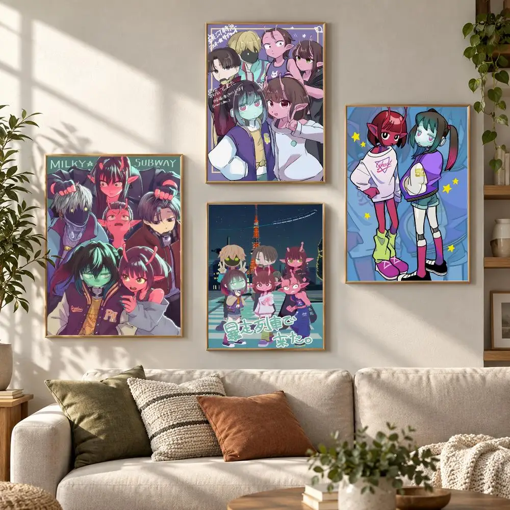 Milky Subway Sci-Fi Anime Series Cosmic Train Comedy Poster Contemporary Wall Art Print for Bedroom & Living Room, Unframed