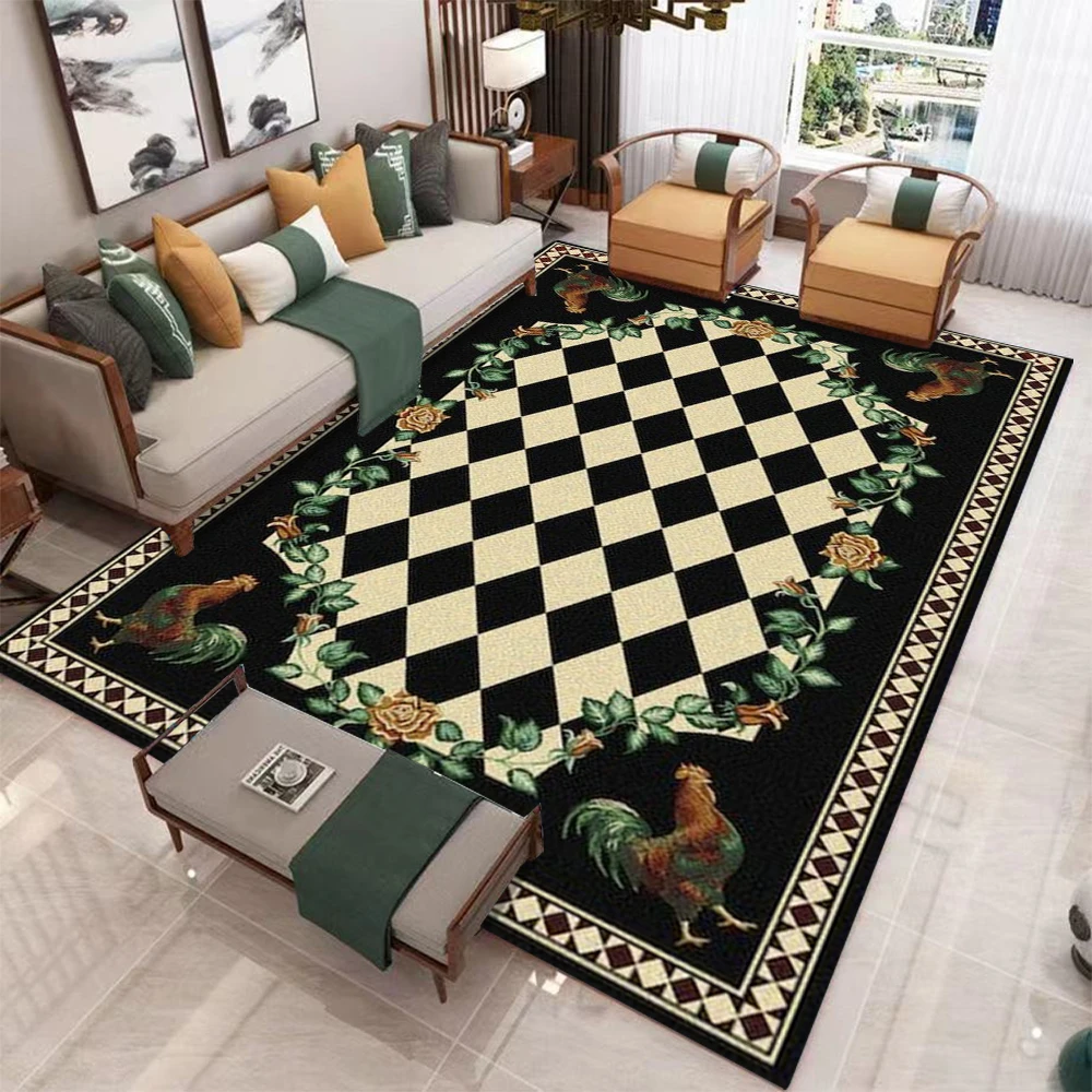 Black and White Checkerboard Carpet for Living Room Non-Slip Checkered Modern Polka Flannel Mat crawling floor mat popular rug