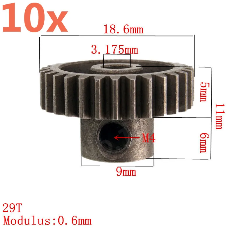 10Pcs 11189 Motor Gear 29T Metal HSP Spare Parts For 1/10 Scale Models EP RC Remote Control Car Parts Buggy XSTR Hobby Baja