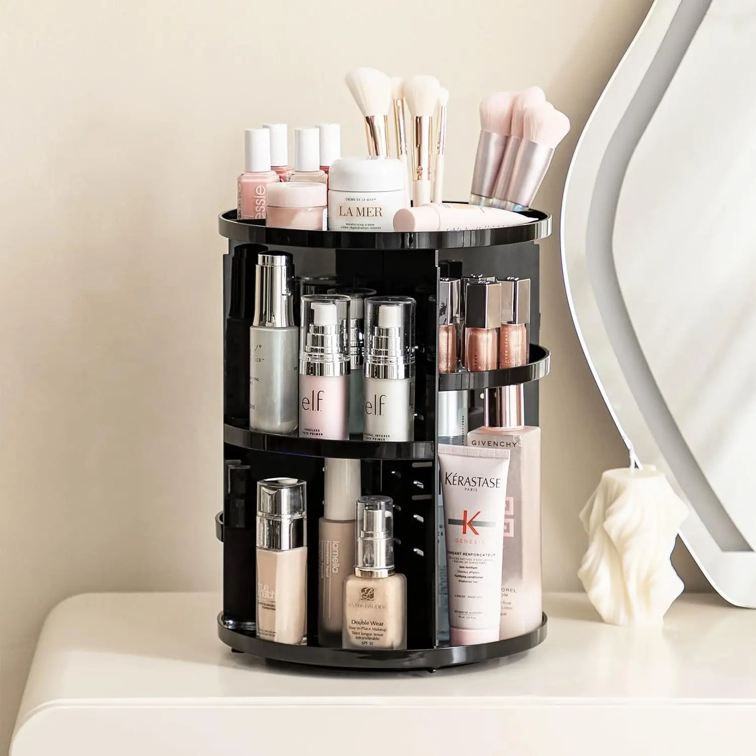 Rotating Makeup Organizer Adjustable Carousel Large Capacity Revolving Perfume Organizer Skincare Organizers Cosmetic  Spinning