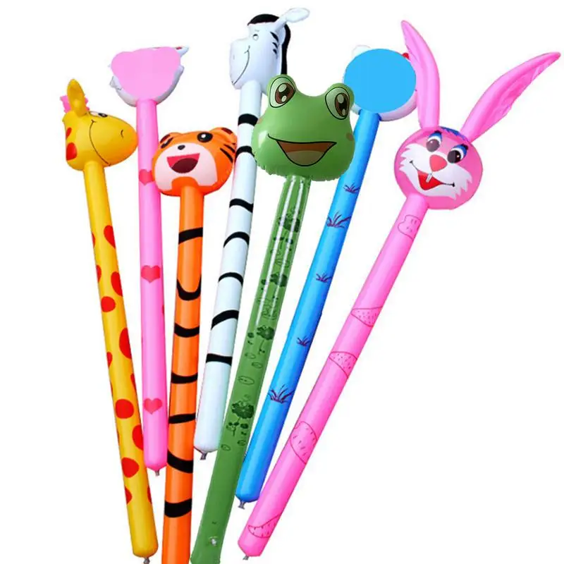 10pcs Inflatable Animal Sticks Animal Theme Inflatable Toy Unicor Dog Giraffe Balloon Sticks Inflatable Hammer Animal Birthday