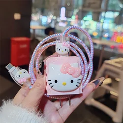 20W Protector For Iphone Charger Sanrio Hello Kitty Data Cable Protective Sleeve Cartoon Cute Pvc Protective Cover Accessories