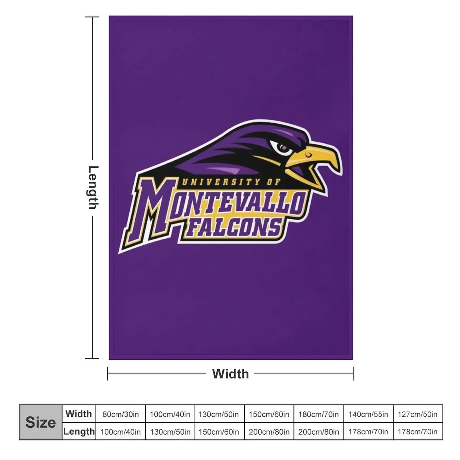 Montevallo Falcons Throw Blanket Flannel Fabric christmas gifts Large Blankets