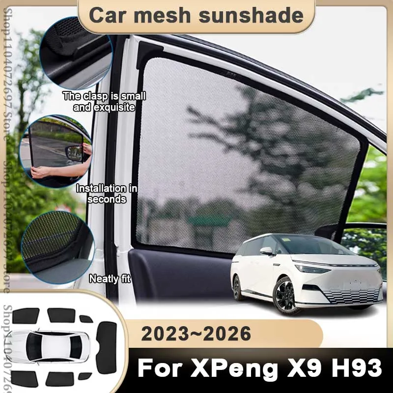

Car Sunshade For XPeng X9 Accessories 2023 2024 2025 2026 Magnetic Uv Protection Visor Blinds Curtain Window Summer Sunscreen