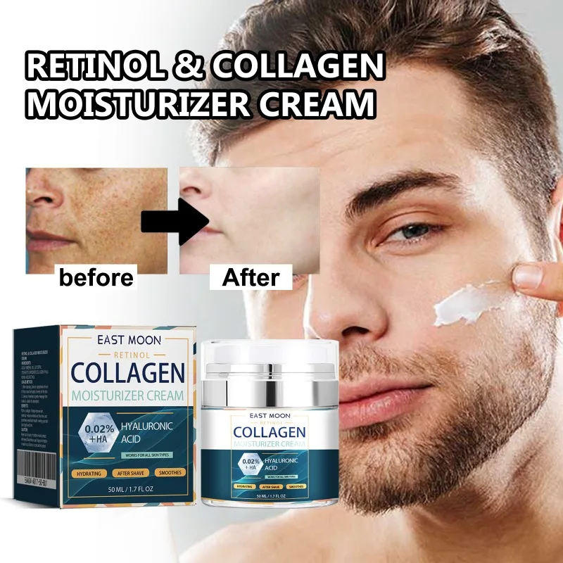 Men Collagen Moisturizer Cream Shrink Pores Fade Fine Lines Whitening Smooth Retinol Facial Care Geeplty Nourishing Skin Cream