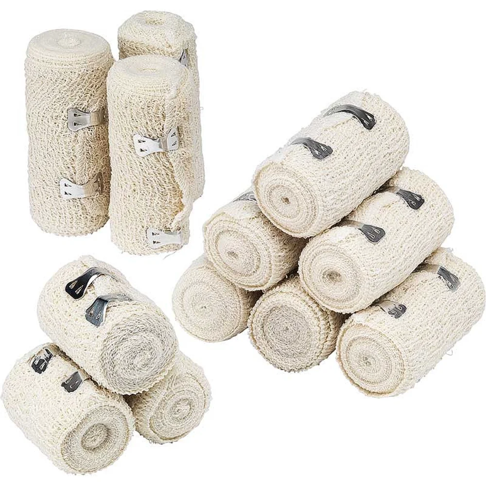 1 Roll Spandex Cotton Elastic Crepe Bandage Survival Kit Natural White Wrinkle Straps Wound Dressing Gauze Emergency Care