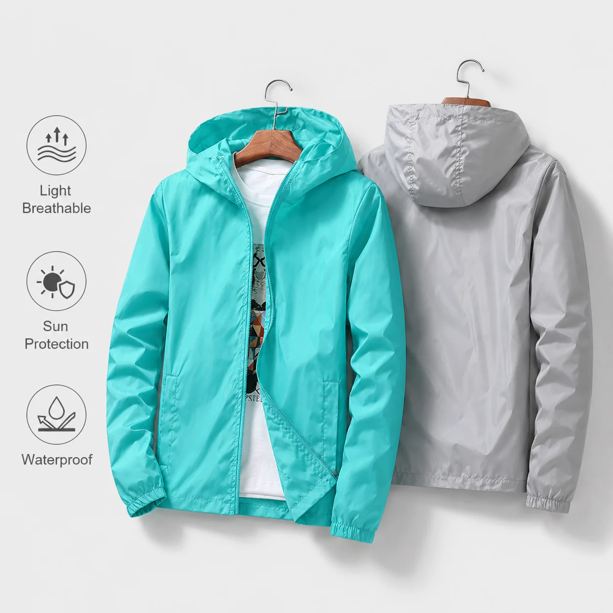 Windbreaker Men Zip - Giacca da Campeggio Leggera Unisex, Impermeabile,