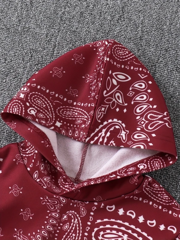 Kids' Burgundy Paisley Hooded Fleece 2-Piece Set