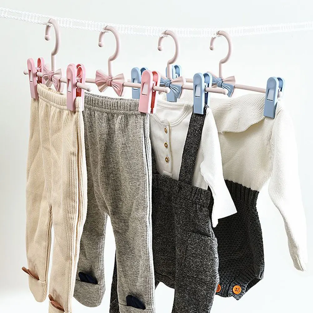 

10 Pcs Anti-slip Clothes Rack Pants Clip Non Hangers Elastic Skirt Organizer for Kids Plastic Adjustable Infant with Clips Baby