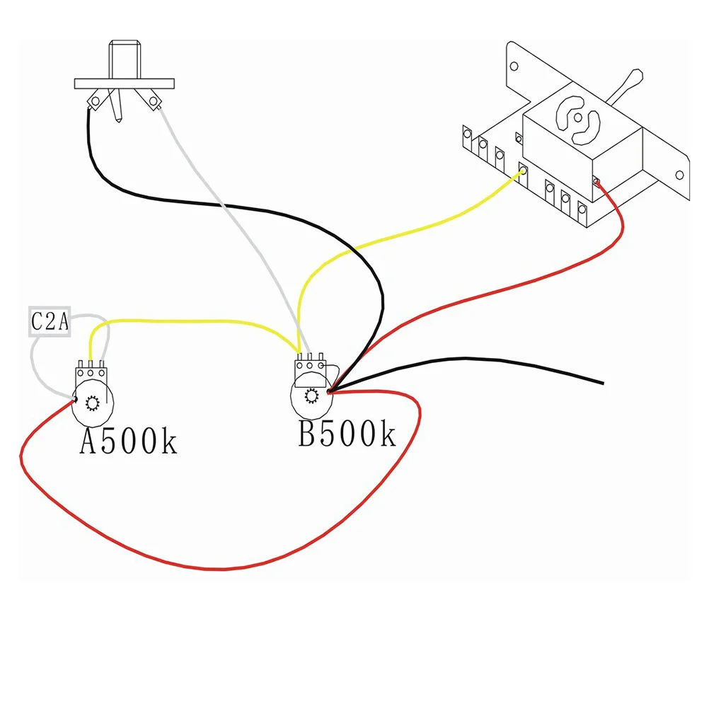 

Wiring Harness For Style Guitar 3X 500K Pots 1 Volume 2 Tone 5 Way Switch 6.35Mm Output Jack