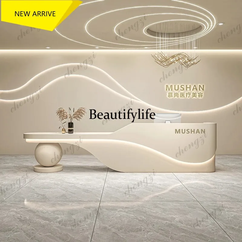 L181 Beauty Luxury Reception Desks Executive Shelves Modern Aesthetic Desks Organizers Design Company Mostrador Trendy Furniture
