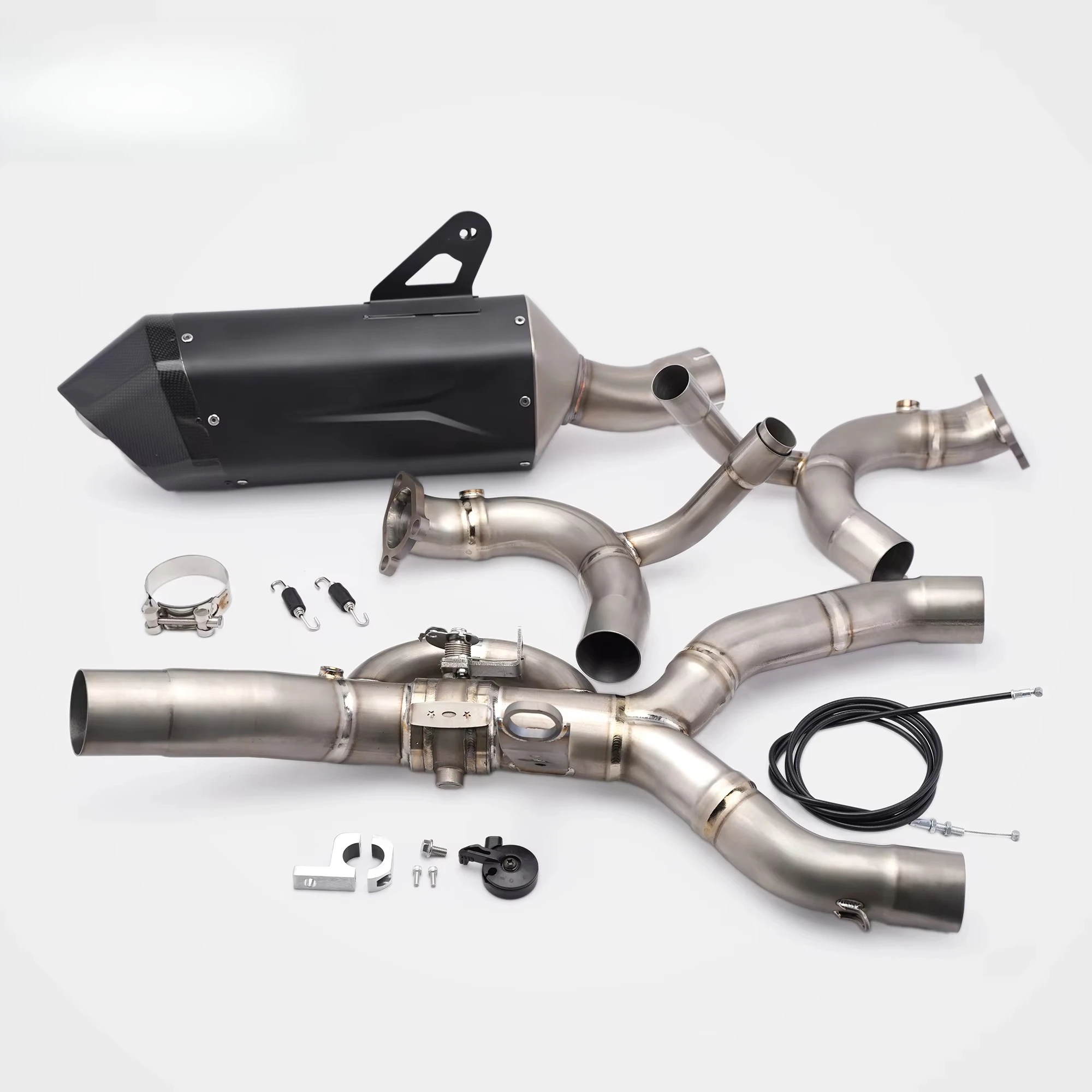 R1300GS for New Carbon Fiber Cable-Controlled Valve Front-Mid Section Black Aurora Slip-On Full Exhaust System for 5