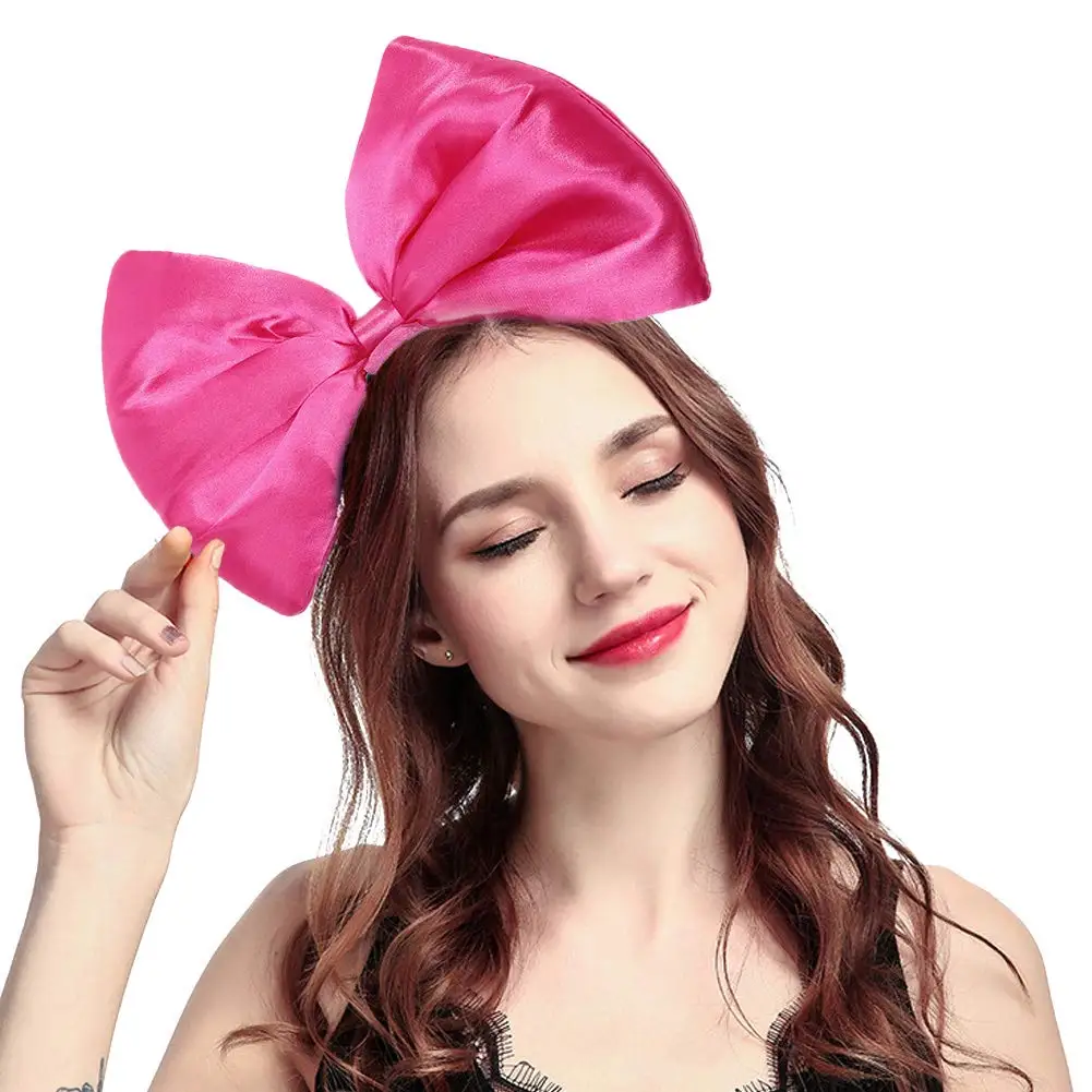 Faixa de cabeça feminina com laço enorme, acessórios de argola de cabelo, adereços de festa, fantasia de festival de aniversário para mulheres e meninas, presente de moda