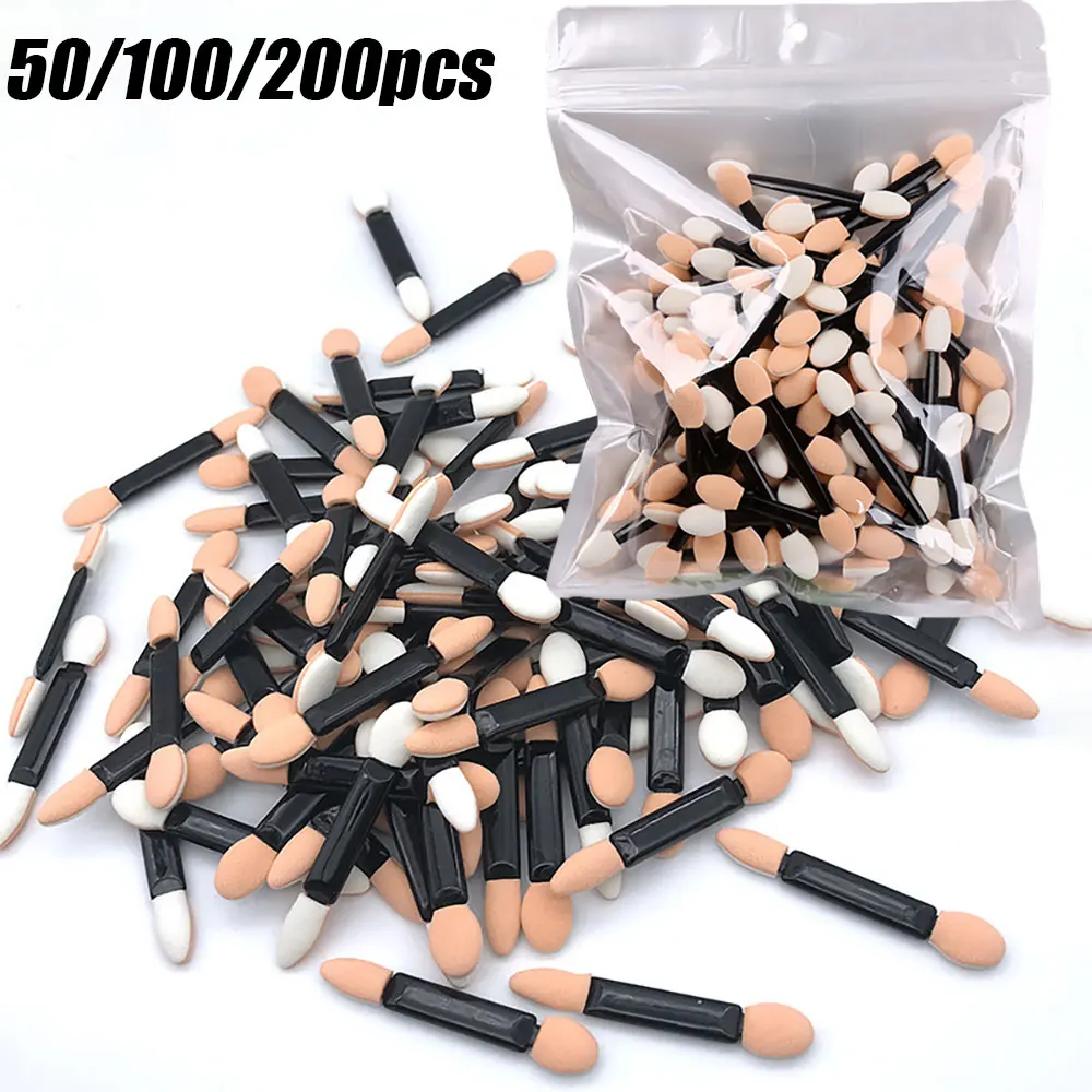 10/50/100/200Pcs Double Ended Sponge Nail Art Powder Brush Chrome Nail Powder Applicator Sponge Sticks Eyeshadow Makeup Brush Ma