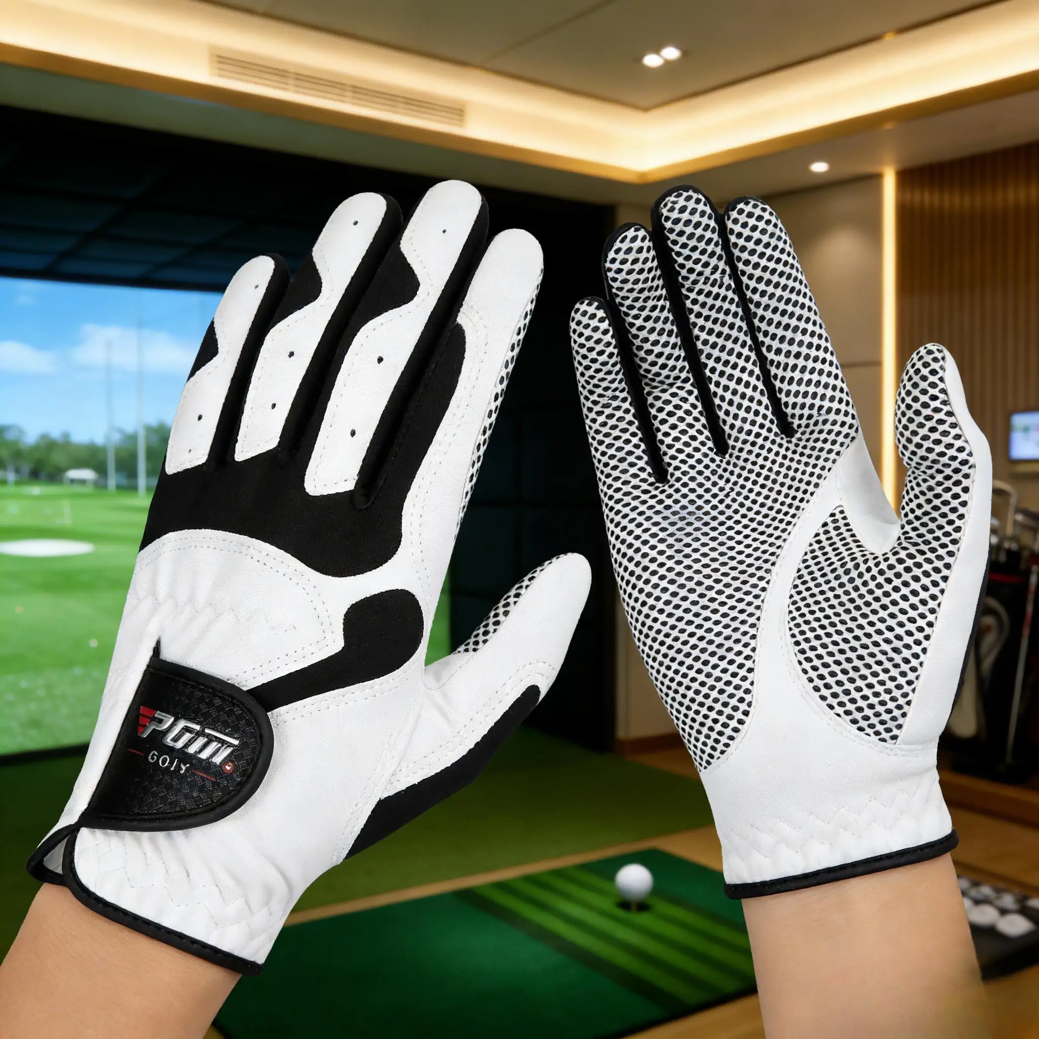 PGM Single Golf Glove Men Left /Right Hand Microfiber Breathable Swing Training Gloves Soft Non-Slip Supplies White Blue 골프장갑 남성