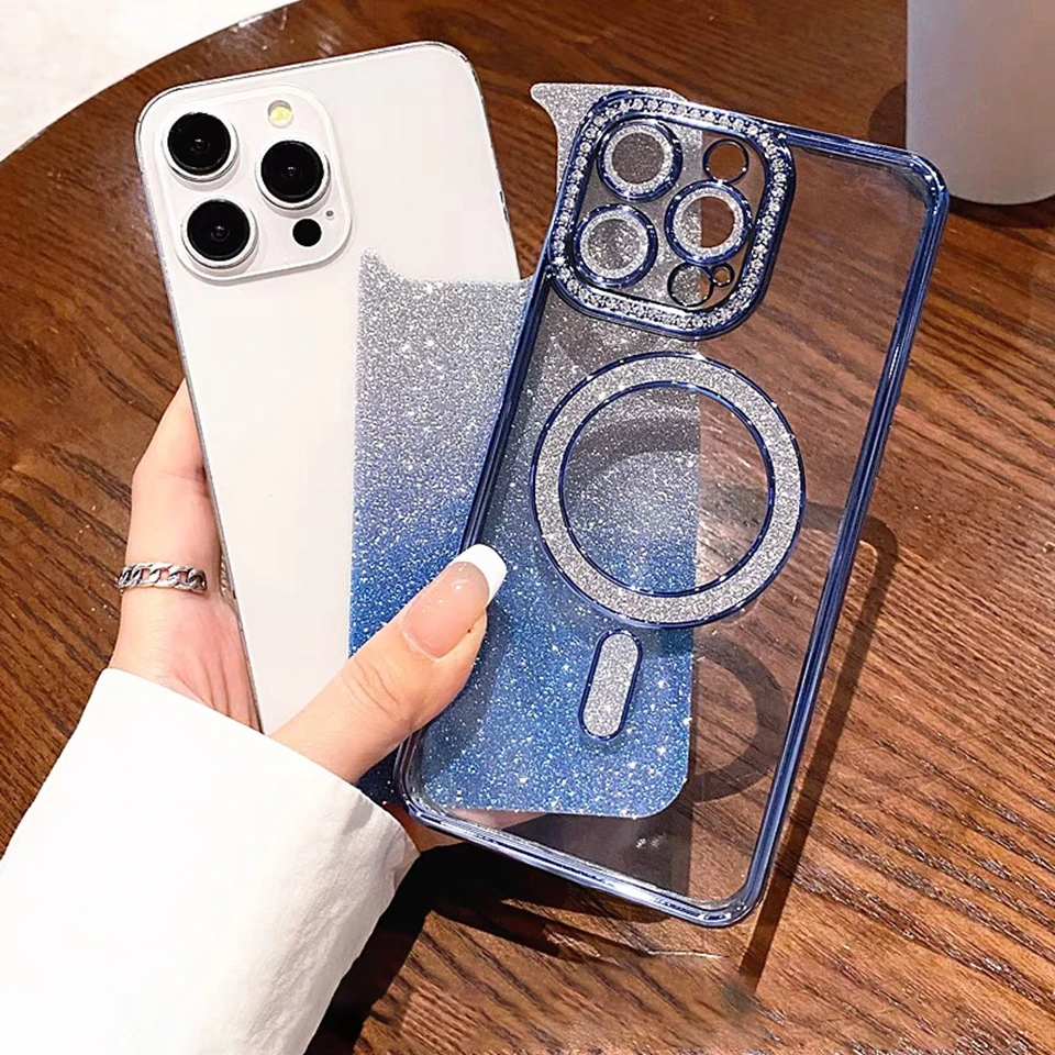 Błyszczące etui magnetyczne z diamentowym brokatem do iPhone 18 Pro Max 16 15 14 Plus 13 12 16 17 Pro Max 17 z ochroną Magsafe — zdjęcie produktu 4