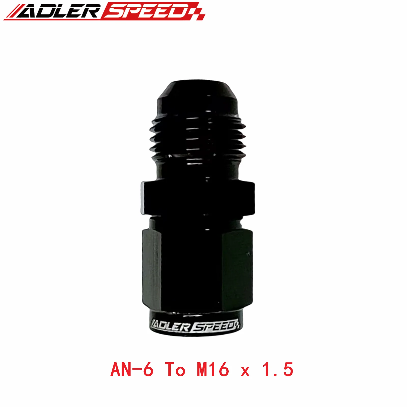 AN-6 6AN To M12 x 1.5 / AN-6 6AN To M16 x 1.5 Aluminum Alloy Fuel Oil Hose Fitting Adapter Black