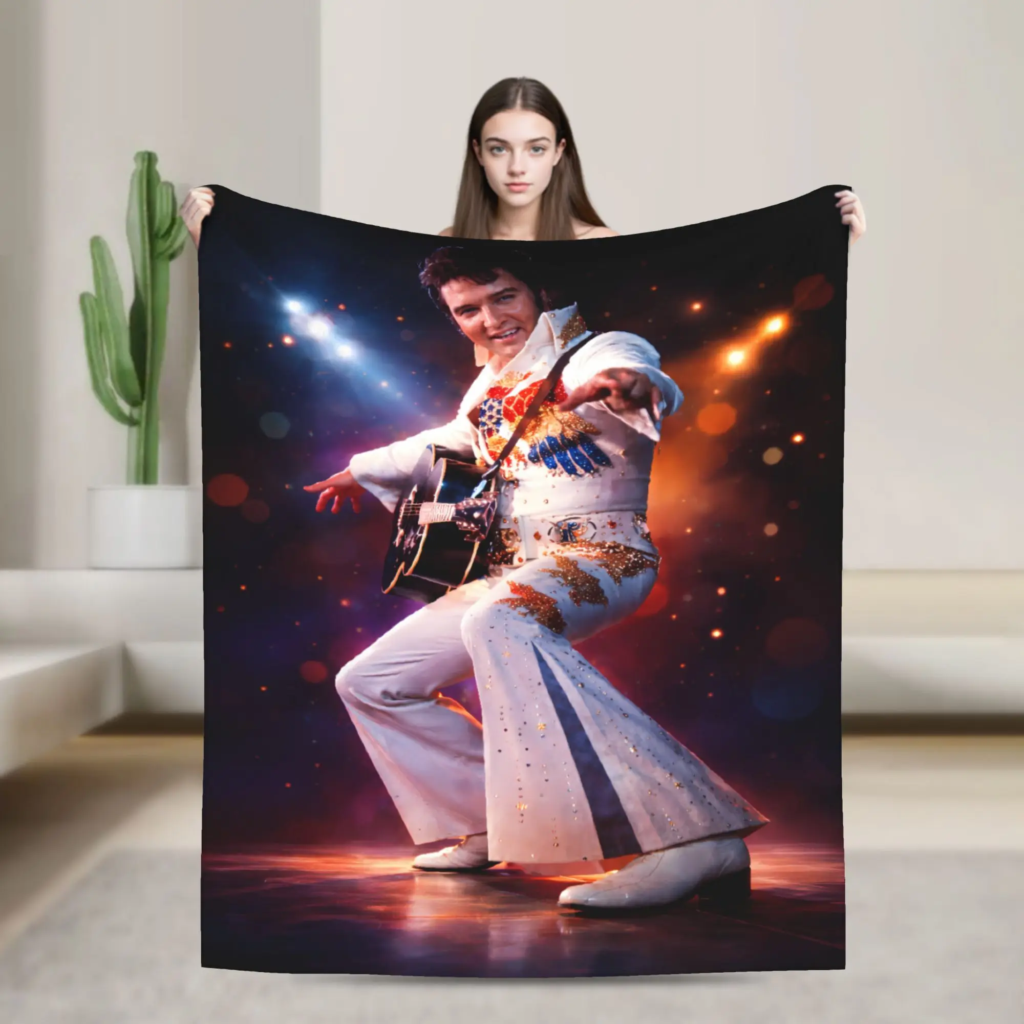 Retro The King E-Elvis Presley Blanket Quality Soft  Bedding Throws Winter Airplane Travel Couch Chair Novelty Bedspread