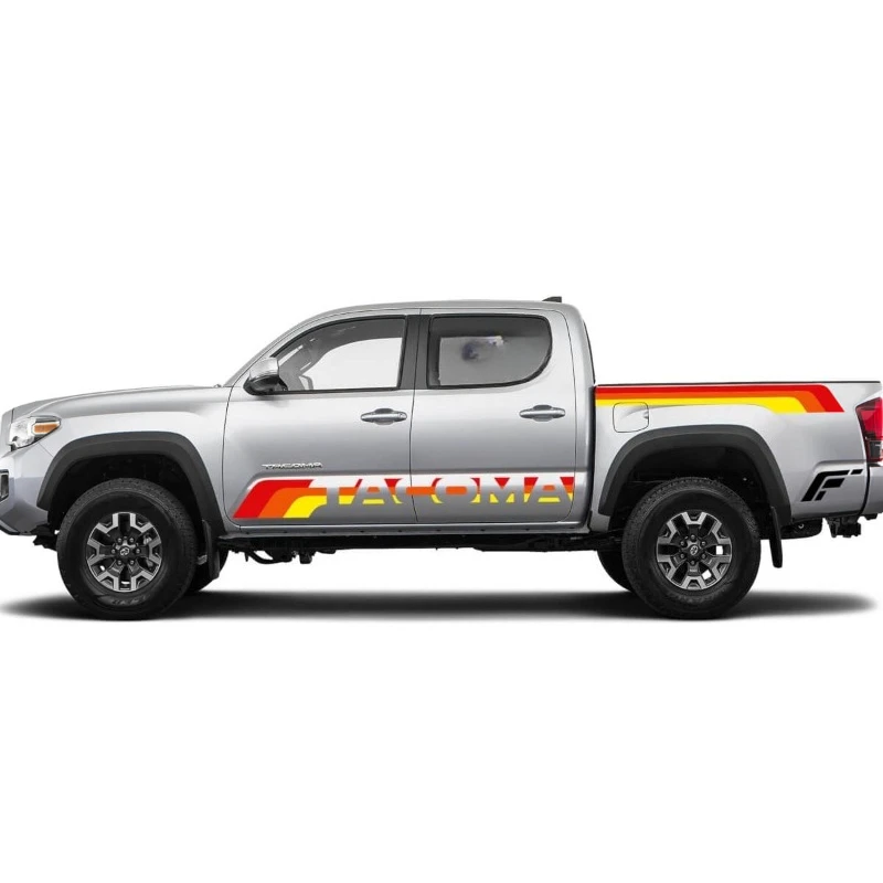 Car Stickers For Toyota old style Tacoma vintage style brown shadows Graphics side Bed Rocker Panel Sticker Decal stripe Decal