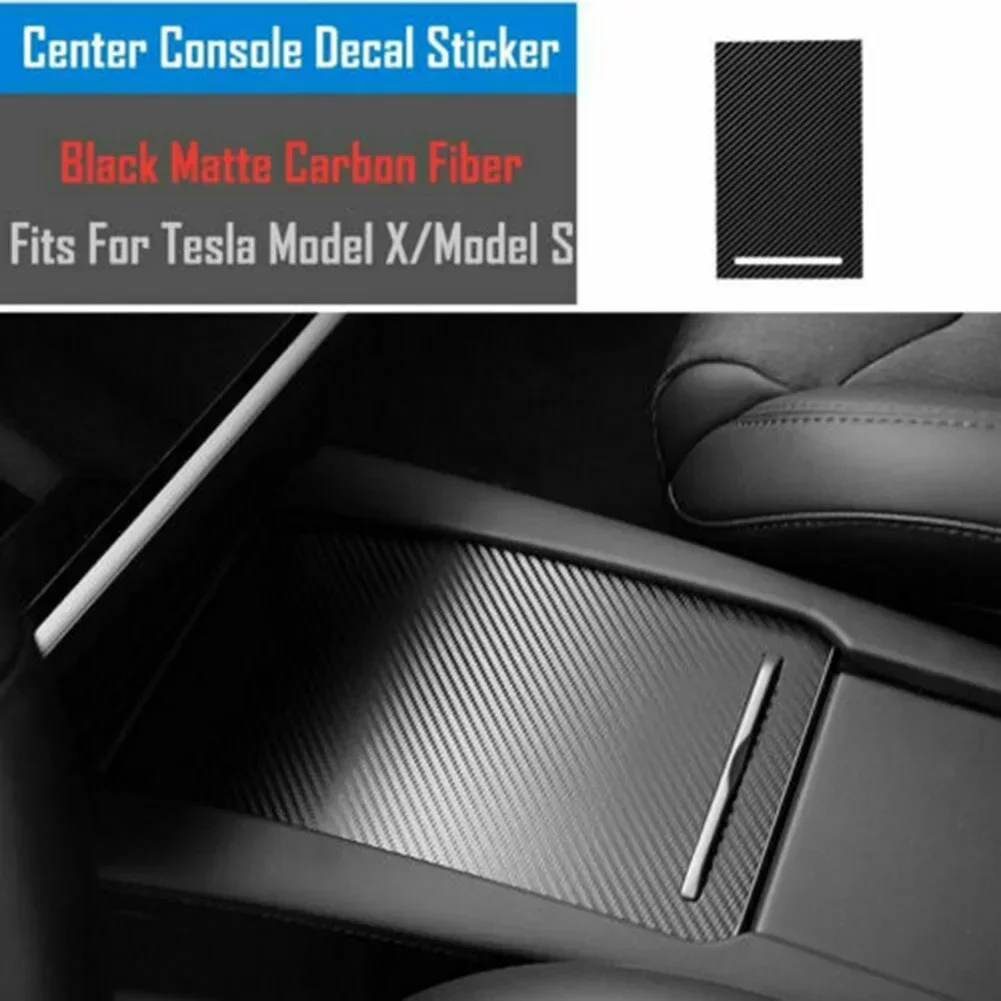 LHD For Tesla Model X S 2012-2021 Carbon Fiber Black Center Console Wrap Sticker Trim Kit/set Vehicle Replace Accessories