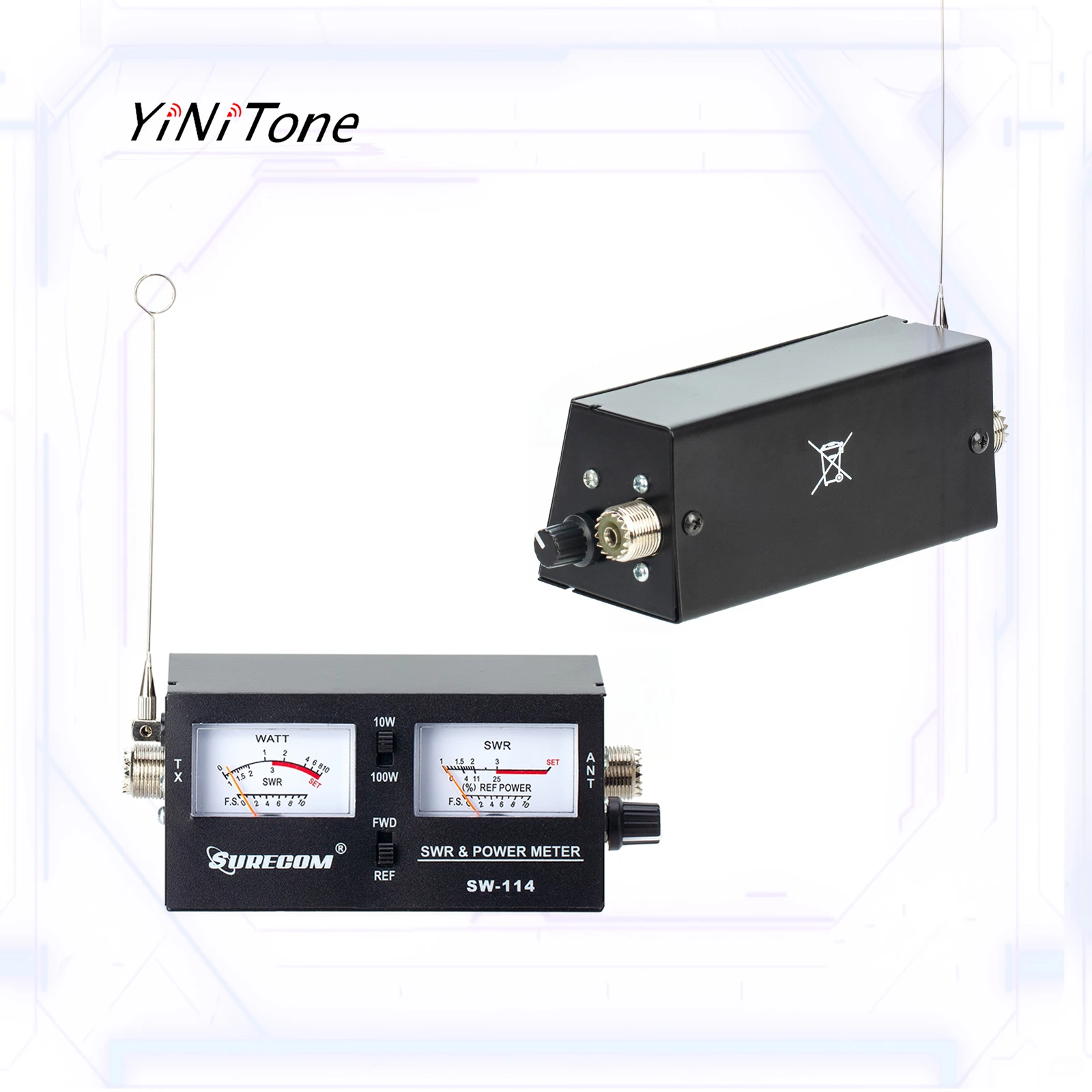 Medidor de potencia de prueba de fuerza SWR/RF, SW-114 para potencia de relación, 3 funciones, analógico con antena de fuerza de campo, mesa de onda de pie