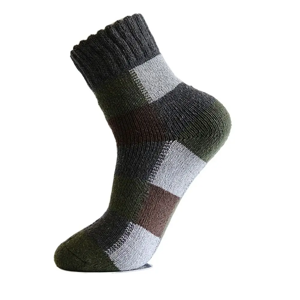 Vintage Comfortable Thicked Winter Plush Socks For Male Lattice Socks Men Hosiery Wool Socks Middle Tube Socks