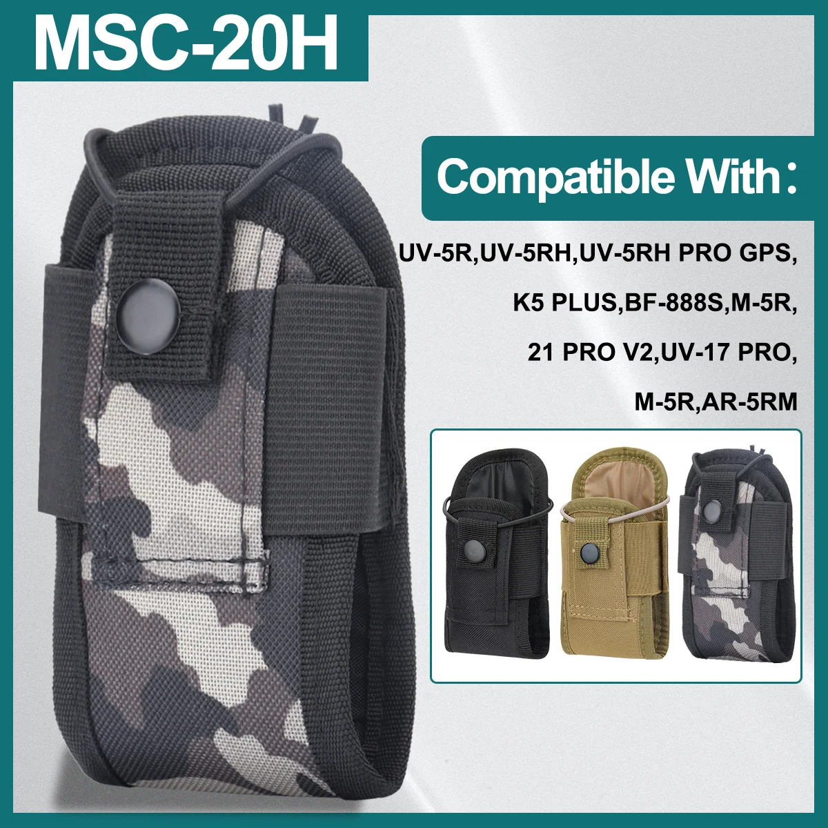 

ABBREE MSC-20H Walkie Talkie Pouch Holder Oxford Molle Radio Carry Bag for Baofeng UV-21 PRO BF-888S TYT Ham Radio Accessories