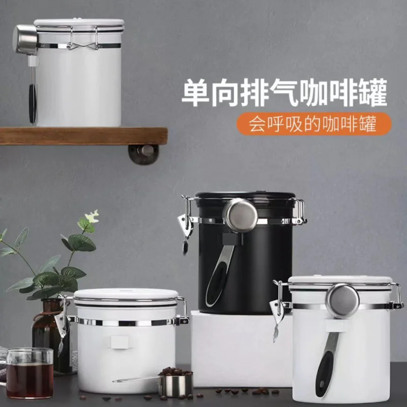 

Coffee Beans Storage Jar Ground Coffee Sealed Cans One-Way Exhaust Coffee Storage Tank Bean Storage Storage Tank Bean Raising Ca