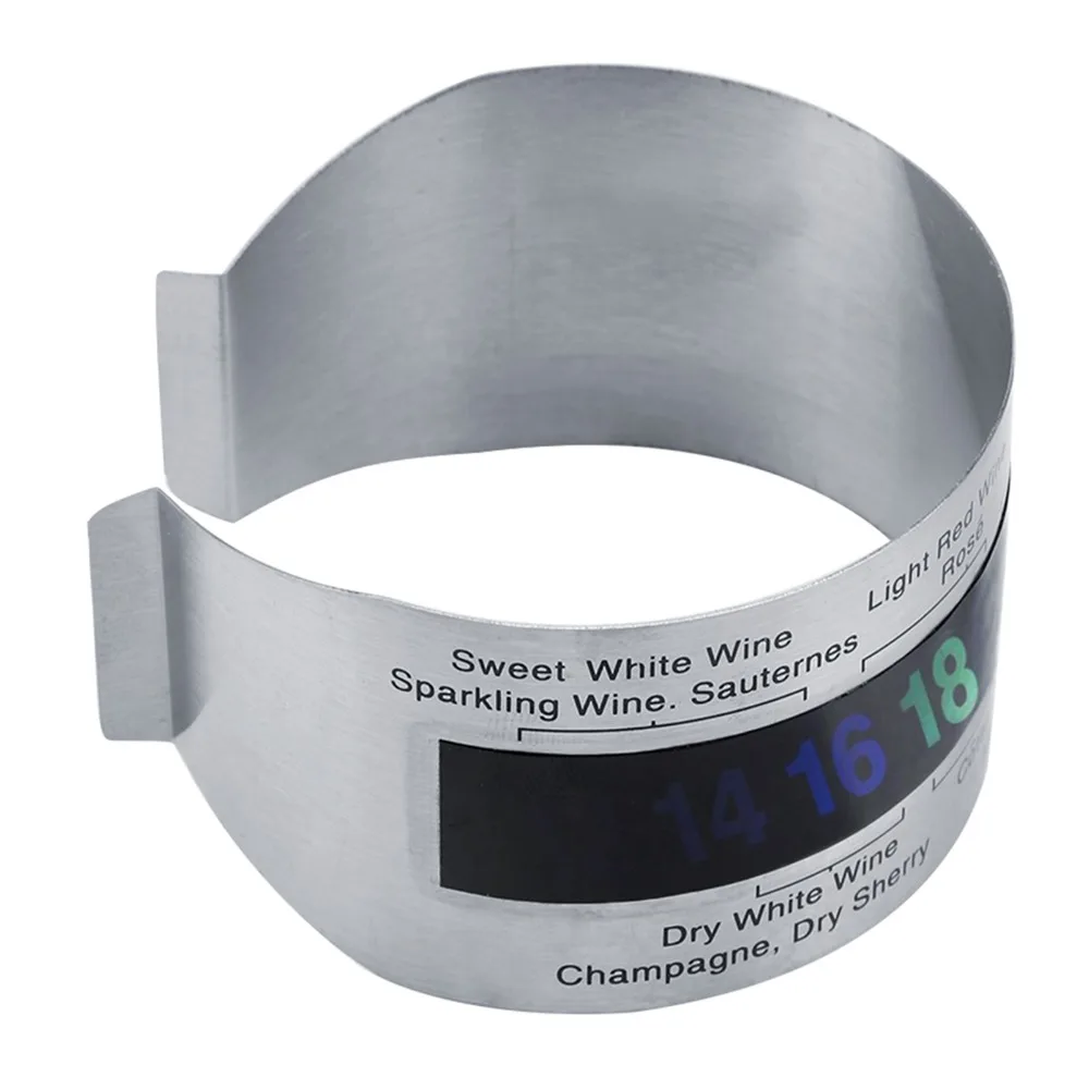 Stainless Steel Wine Thermometer LCD Display Bracelet Design Bottle Thermometer Silver Durable Wine Temperature Bracelet