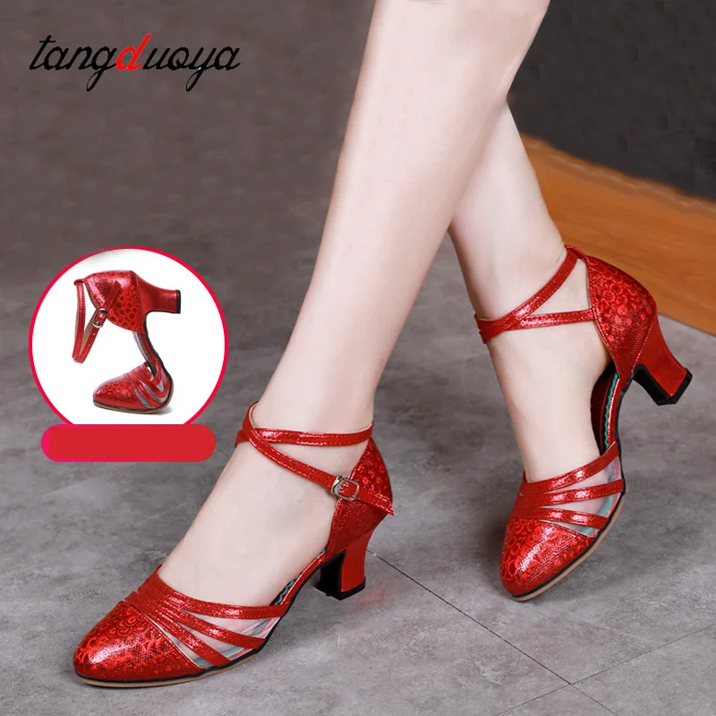 Nowe buty do tańca latynoskiego dla kobiet/pań/dziewcząt Tango buty do tańca towarzyskiego na tyczce 5.5cm obcasy do tańca