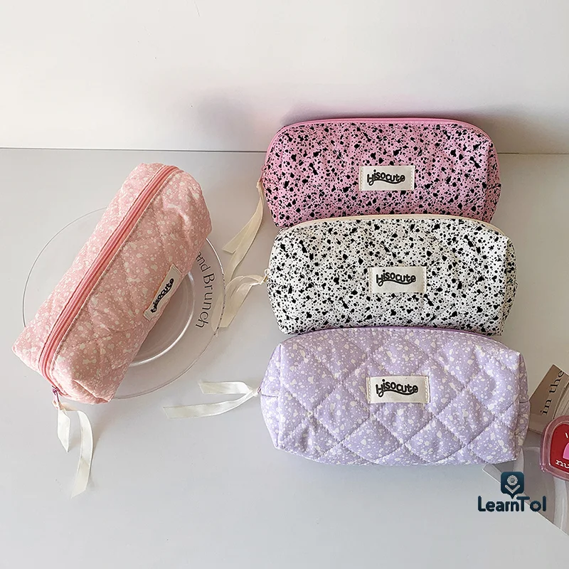 Ink-splashing Ribbon Pencil Case Makeup Bag Brush Data Cable Storage Bag Stationery Organizer Pen Bag