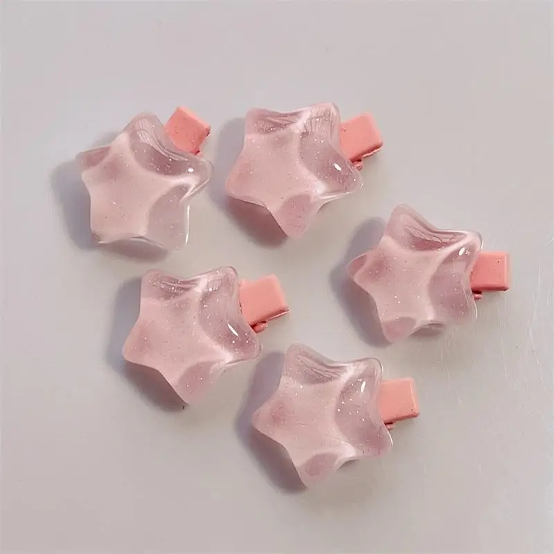 

5 Pa Cute Star Hairpins Fine Sparkle Jelly Five Pointed Star Hair Clips Girl Heart Super Small Faionable Hair Accories