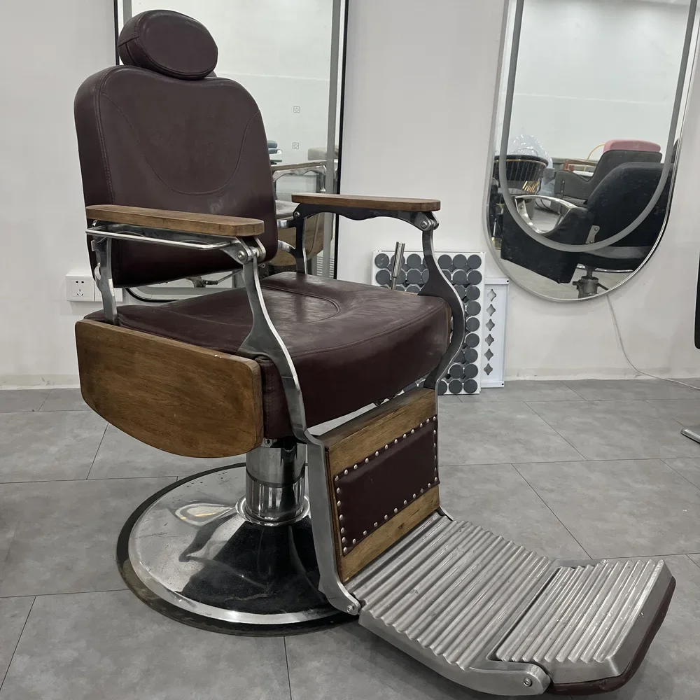 Wholesale Classic Durable Hydraulic Piston Salon Brown Men Styling Barber Chair