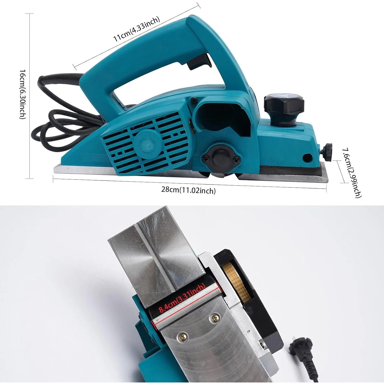 Elektrohobel für Holz 800 W, Hobelbreite 82 mm, Sperrschalter, Holzhobel für professionelle oder allgemeine Holzarbeiterstudios