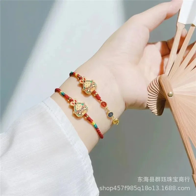 Year of the Life Hand Rope Handmade Woven Sand Gold Lucky Amulet Bracelet Female Girlfriend Student Gift