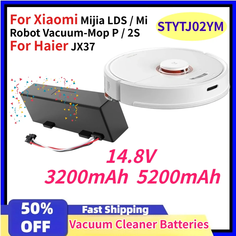 

14.8V 3200mah 5200mah STYTJ02YM for Xiaomi Mijia LDS / Mi Robot Vacuum-Mop P / 2S / Haier JX37 Robot Vacuum Cleaner Accessories