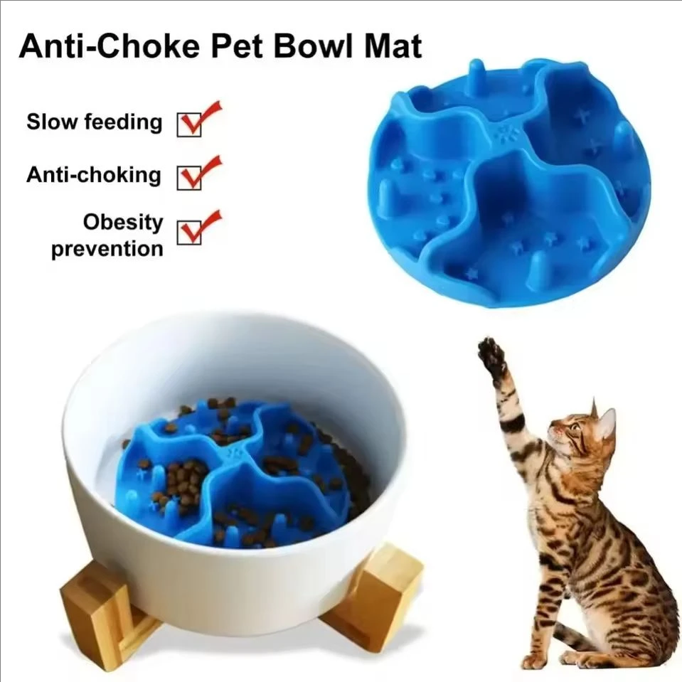 New Silicone Slow Feeder Insert Non Slip Suction Cups Slow Food Mat Soft Dog Bowls Insert Prevents Choking
