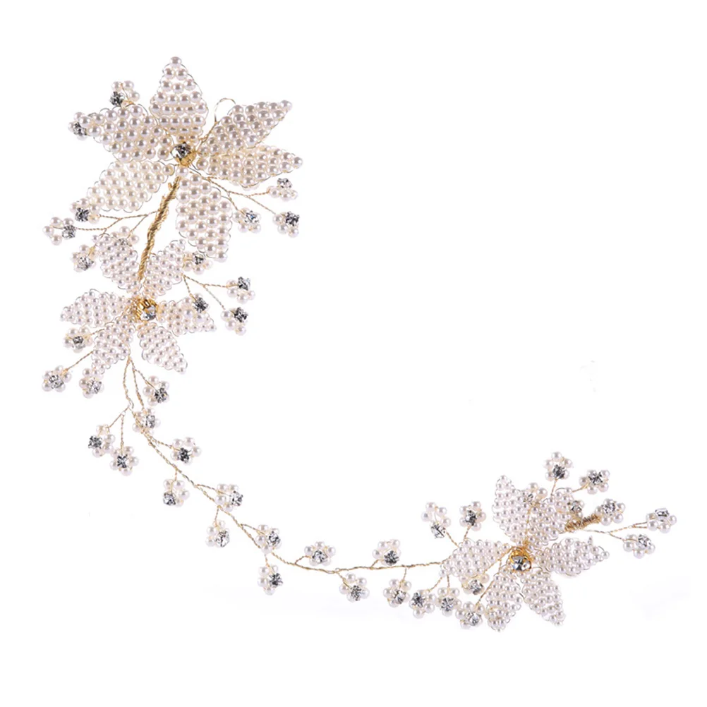 

Pearl Flower Headband Pearls Headdress Hair Wedding Headpiece Bride Hairband Bridal