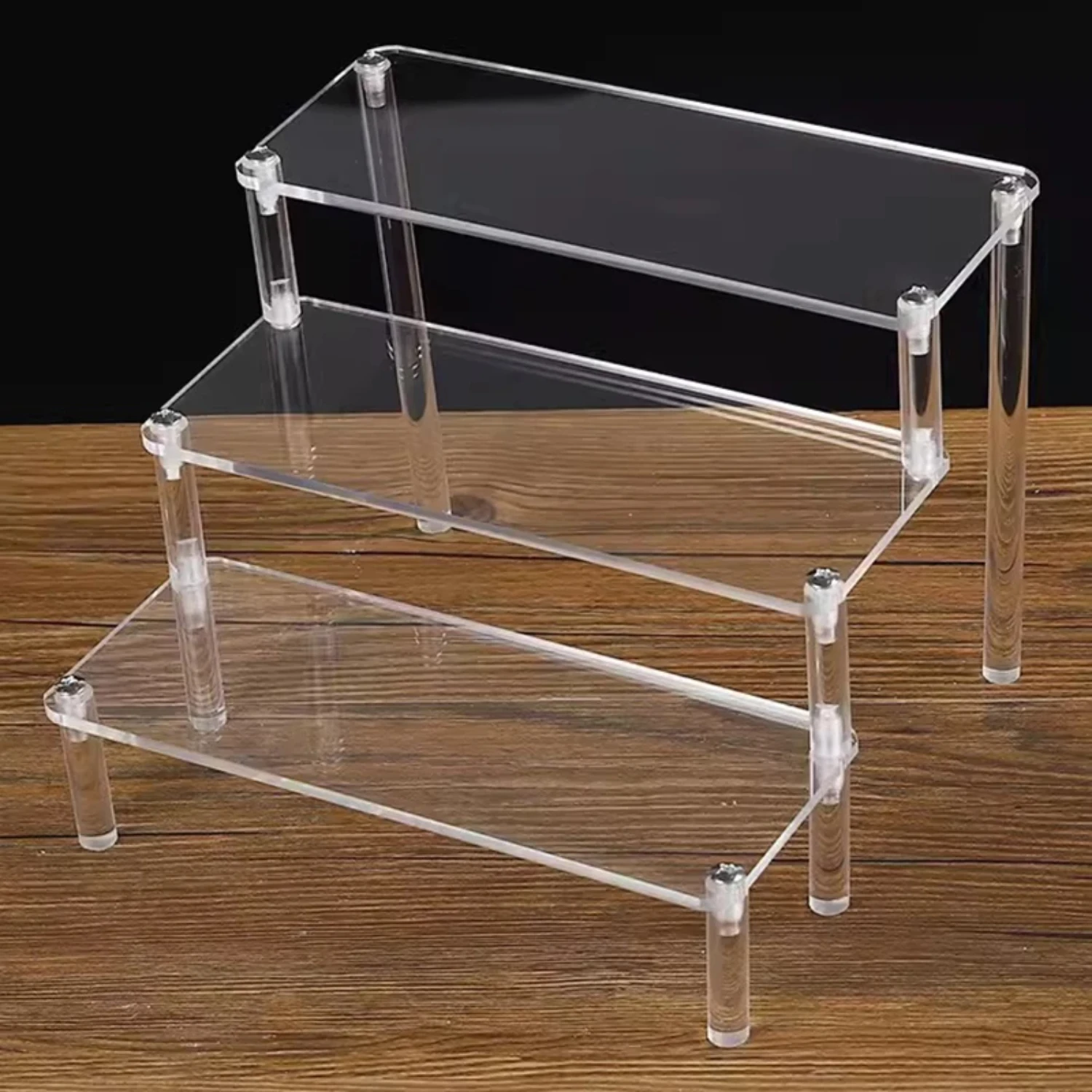 

Transparent Multi-layer 1-3 Tier Acrylic Perfume Organizer Box, Stylish Doll Display Stand Holder Rack for Perfumes, Desktop Org