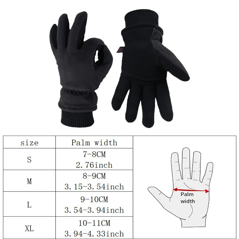 Adult Anti Cold Skiing Riding Gloves Full Finger Velvet Thicken Ski Camping Gloves Outdoor Fleece Running Cycling Sport Gloves