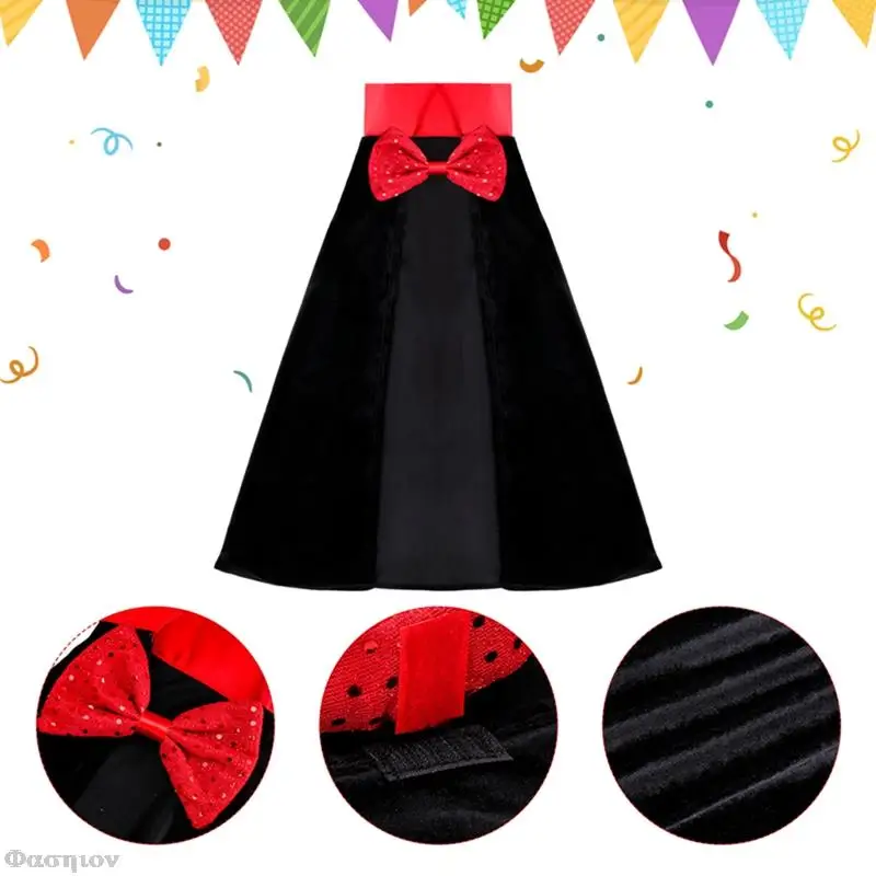 Kids Magician Role Play Cloak Waistcoat Cape Hat Magic Wand Set Jazz Dance Outfit Children School Cosplay Costume Performance