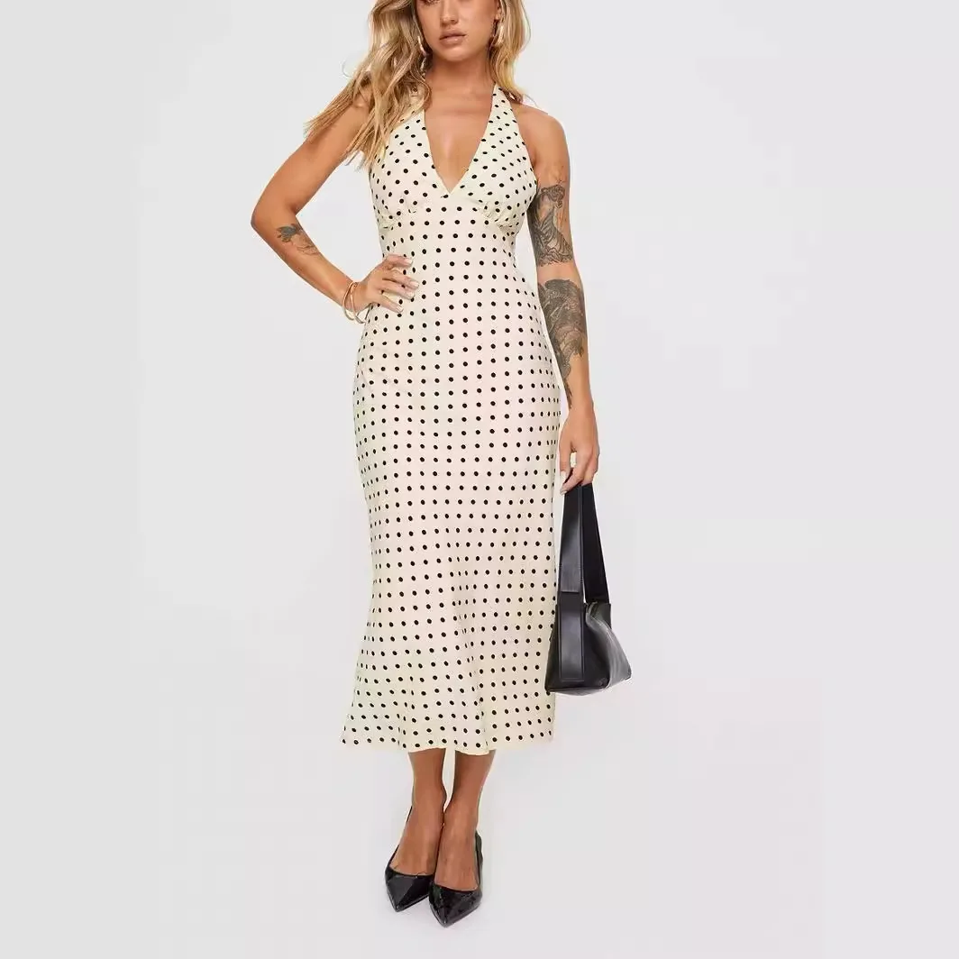 

Платье Princ Polly Polka Dot Neline Tie Ba средней длины, сексуальное, с принтом, на молнии, плиссированное, с завышенной талией, из нейлона.